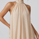 Robe Mini Col Montant Halter Dos Nu Volants Étagés