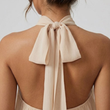 Robe Mini Col Montant Halter Dos Nu Volants Étagés