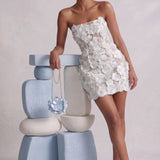 Robe Mini pour Invité de Mariage avec Superposition Florale