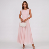 Robe Midi Plissée à Encolure Drapée