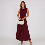 Robe Midi Plissée à Encolure Drapée
