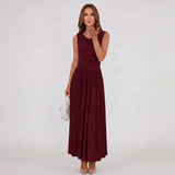 Robe Midi Plissée à Encolure Drapée