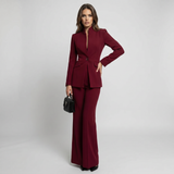 Ensemble Pantalon Blazer Col Montant