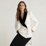 Blazer à Revers Asymétrique Contrasté