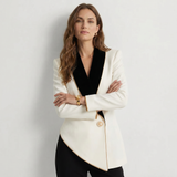 Blazer à Revers Asymétrique Contrasté