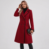 Manteau Croisé à Détails Contrastés