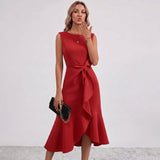 Robe midi à volants et nœud sur le côté Darlene