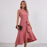 Robe midi à volants et nœud sur le côté Darlene