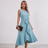 Robe midi à volants et nœud sur le côté Darlene