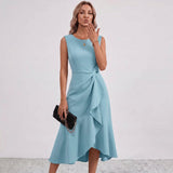 Robe midi à volants et nœud sur le côté Darlene