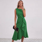 Robe midi à volants et nœud sur le côté Darlene