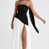 Robe Maxi Bustier Corset Foulard Fente Haute